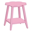 Natalia Flower Scalloped Edge Side Table with Lower Shelf in Pink Wood