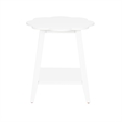 Natalia Flower Scalloped Edge Side Table with Lower Shelf in White Wood