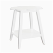 Natalia Flower Scalloped Edge Side Table with Lower Shelf in White Wood