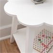 Natalia Flower Scalloped Edge Side Table with Lower Shelf in White Wood