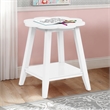 Natalia Flower Scalloped Edge Side Table with Lower Shelf in White Wood