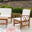 Jubil 4 Piece Outdoor Set with White Cushions and Brown Acacia Wood Frame