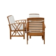 Jubil 4 Piece Outdoor Set with White Cushions and Brown Acacia Wood Frame