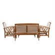 Jubil 4 Piece Outdoor Set with White Cushions and Brown Acacia Wood Frame