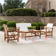 Jubil 4 Piece Outdoor Set with White Cushions and Brown Acacia Wood Frame