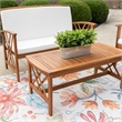Jubil 4 Piece Outdoor Set with White Cushions and Brown Acacia Wood Frame