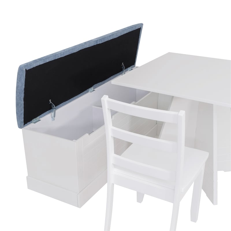 Linon Nova Wood Dining Nook Four Piece Set in White