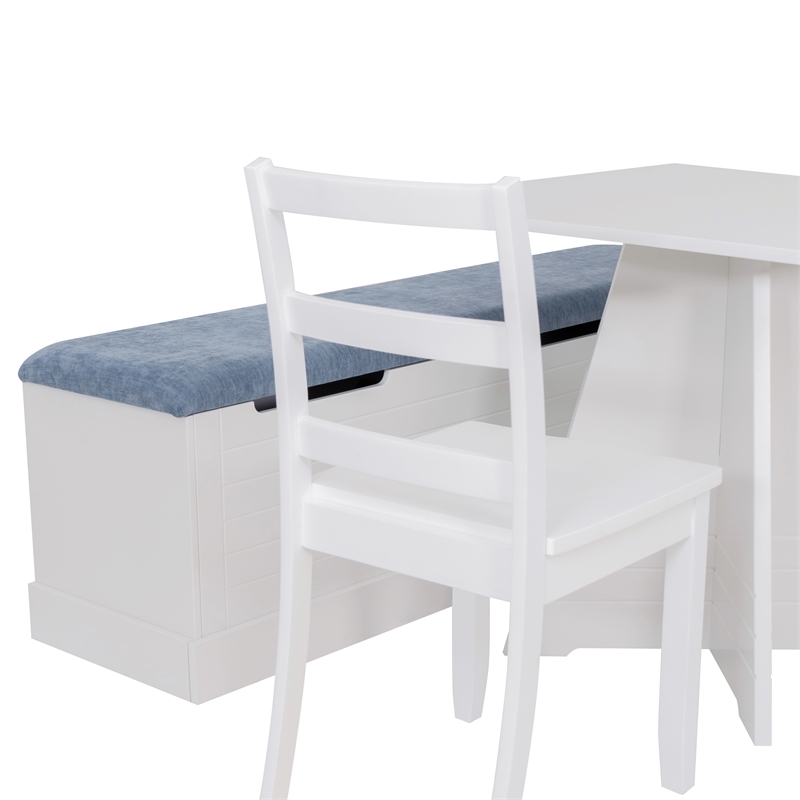 Linon Nova Wood Dining Nook Four Piece Set in White