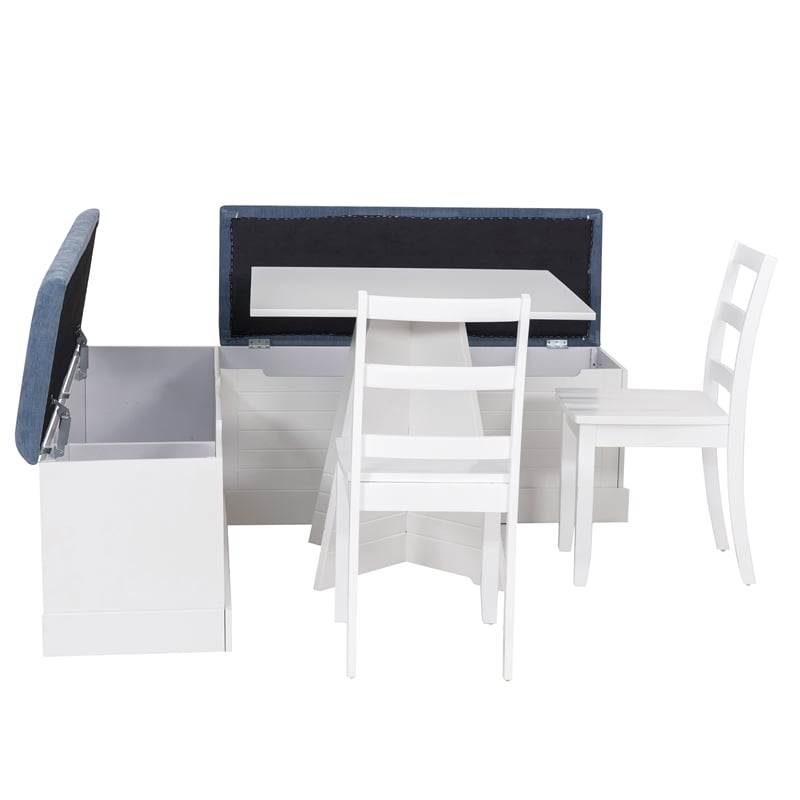 Linon Nova Wood Dining Nook Four Piece Set in White