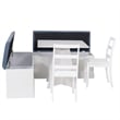 Linon Nova Wood Dining Nook Four Piece Set in White