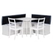 Linon Nova Wood Dining Nook Four Piece Set in White