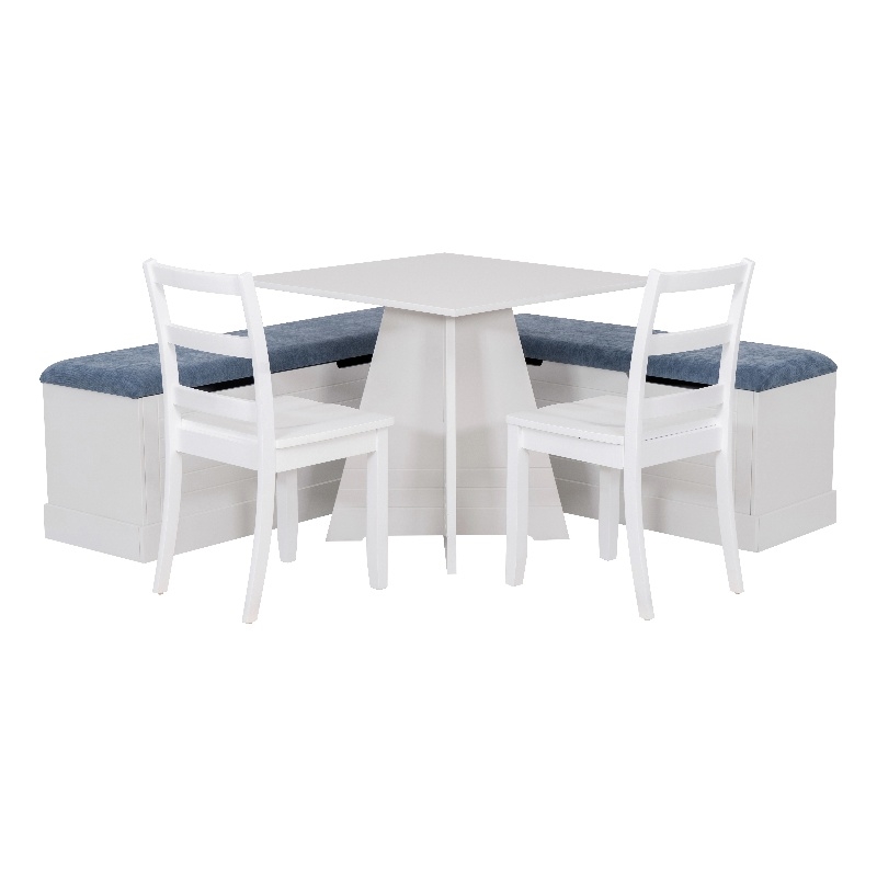 Linon Nova Wood Dining Nook Four Piece Set in White