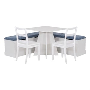 Linon Nova Wood Dining Nook Four Piece Set in White