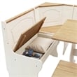 Linon Chelsea Wood Dining Nook Corner Unit in White and Natural