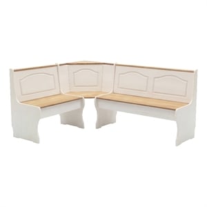 Linon Chelsea Wood Dining Nook Corner Unit in White and Natural