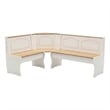 Linon Chelsea Wood Dining Nook Corner Unit in White and Natural