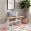 Linon Chelsea Wood Dining Bench in White and Natural