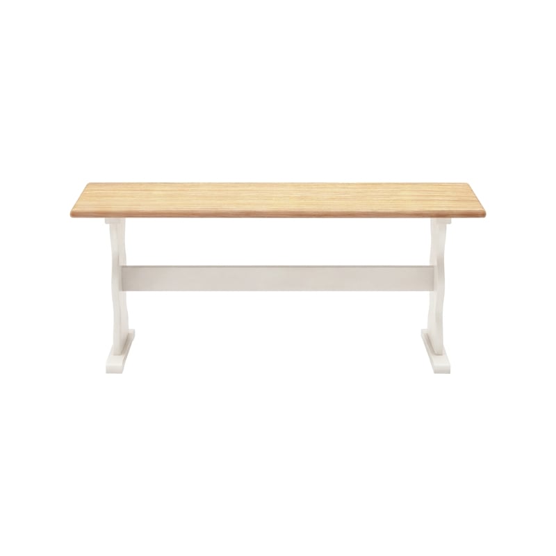 Linon Chelsea Wood Dining Bench in White and Natural