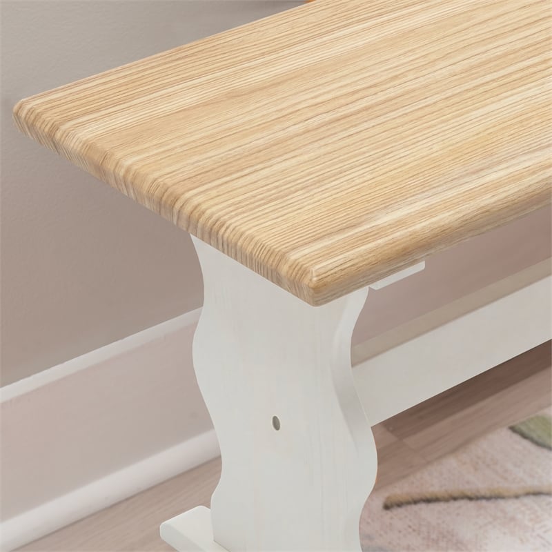 Linon Chelsea Wood Dining Bench in White and Natural