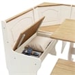 Linon Chelsea Corner Wood Three Piece Dining Nook Set in White and Natural