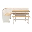 Linon Chelsea Corner Wood Three Piece Dining Nook Set in White and Natural