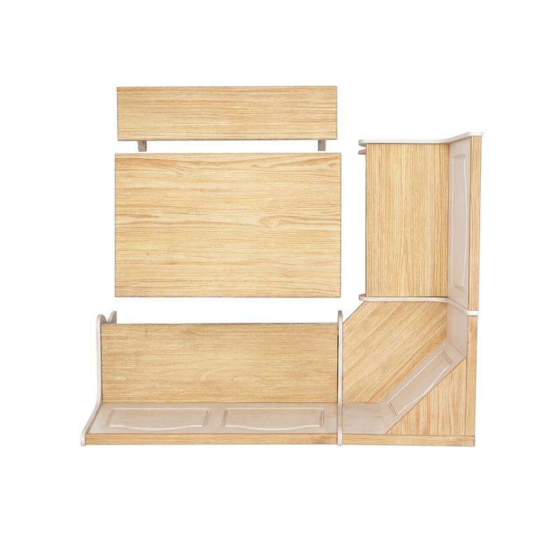 Linon Chelsea Corner Wood Three Piece Dining Nook Set in White and Natural