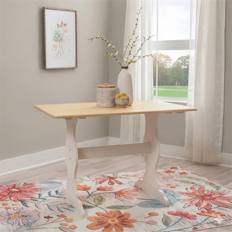 Linon Chelsea Wood Dining Table in White and Natural
