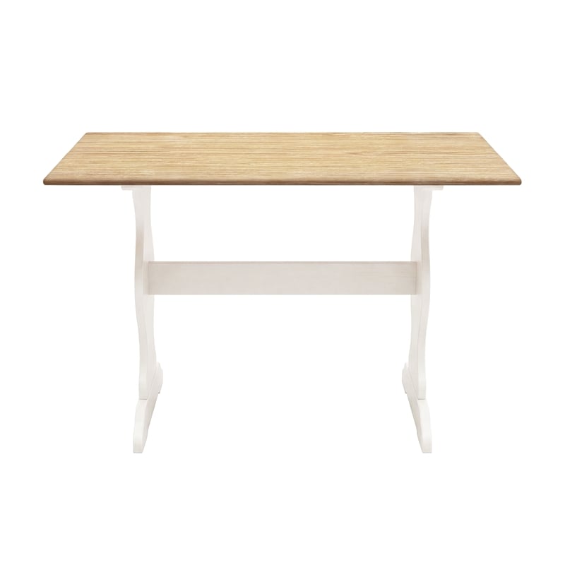 Linon Chelsea Wood Dining Table in White and Natural