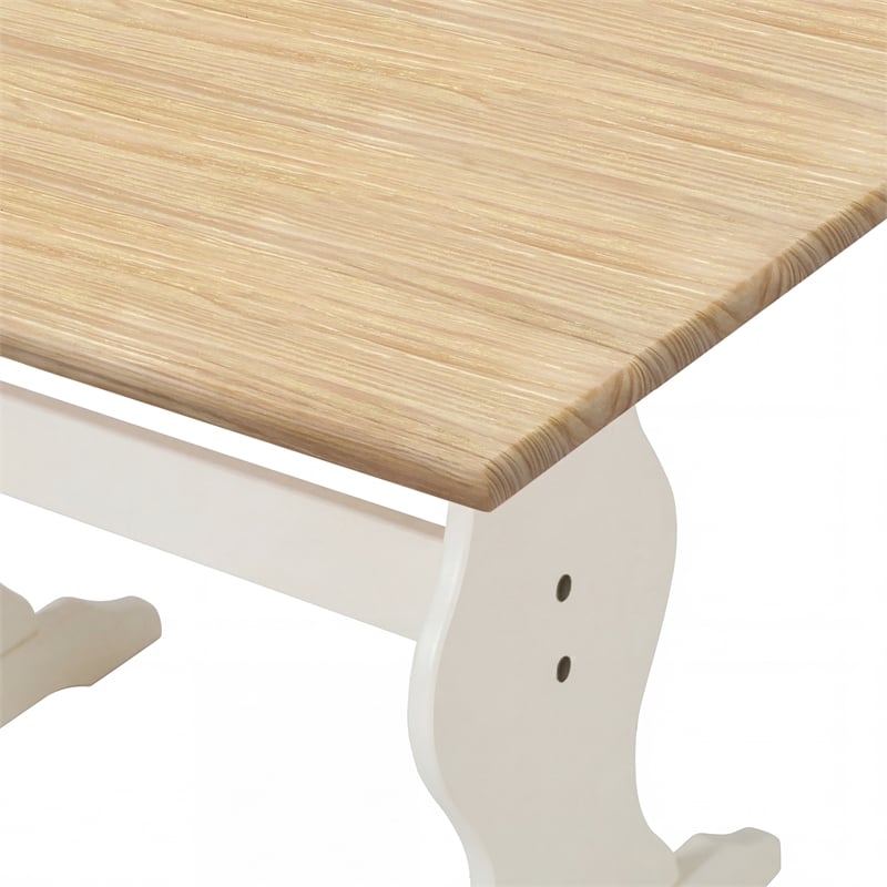 Linon Chelsea Wood Dining Table in White and Natural