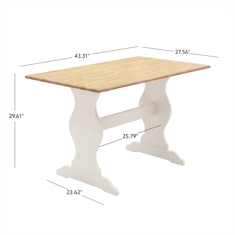 Linon Chelsea Wood Dining Table in White and Natural