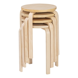 Linon Tenley Bentwood 18&quot Wood Round Stool in Natural Brown (Set of 4)