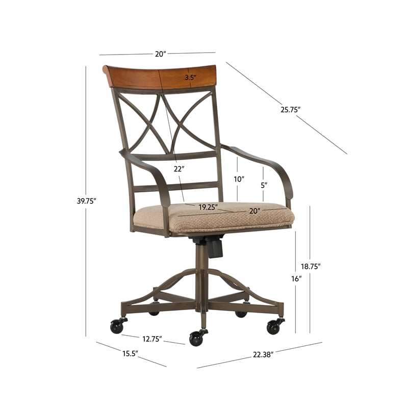 Linon Hamilton Metal Swivel Rolling Padded Dining Arm Chair in Pewter (Set of 2)