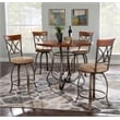 Linon Hamilton Five Piece Wood and Metal Dining Set in Pewter and Faux Cherry