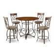 Linon Hamilton Five Piece Wood and Metal Dining Set in Pewter and Faux Cherry