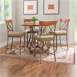Linon Hamilton Five Piece Wood and Metal Dining Set in Pewter and Faux Cherry