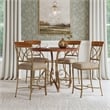 Linon Hamilton Five Piece Wood and Metal Dining Set in Pewter and Faux Cherry