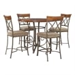 Linon Hamilton Five Piece Wood and Metal Dining Set in Pewter and Faux Cherry