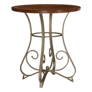 Linon Hamilton Wood and Steel Pub Table in Pewter and Faux Cherry