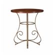 Linon Hamilton Wood and Steel Pub Table in Pewter and Faux Cherry