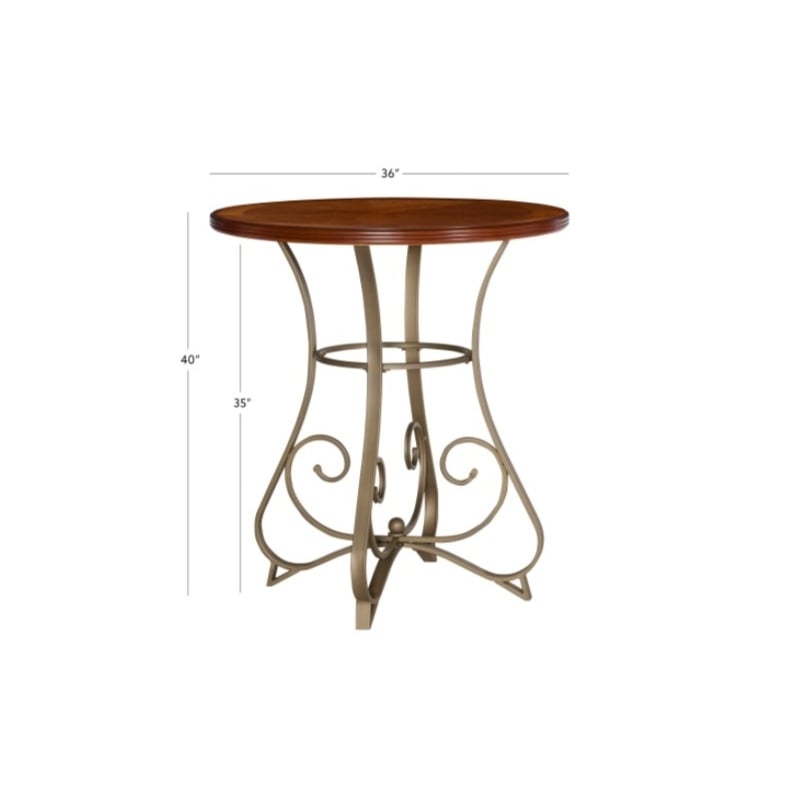 Linon Hamilton Wood and Steel Pub Table in Pewter and Faux Cherry
