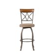 Linon Hamilton Metal Swivel Bar Stool Padded Beige Seat in Matte Pewter
