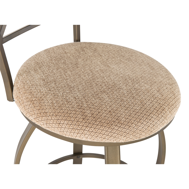 Linon Hamilton Metal Swivel Bar Stool Padded Beige Seat in Matte Pewter