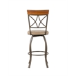 Linon Hamilton Metal Swivel Bar Stool Padded Beige Seat in Matte Pewter