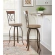 Linon Hamilton Metal Swivel Bar Stool Padded Beige Seat in Matte Pewter
