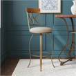 Linon Hamilton Metal Swivel Bar Stool Padded Beige Seat in Matte Pewter