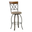 Linon Hamilton Metal Swivel Bar Stool Padded Beige Seat in Matte Pewter