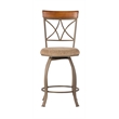 Linon Hamilton Metal Swivel Counter Stool Padded Beige Seat in Matte Pewter