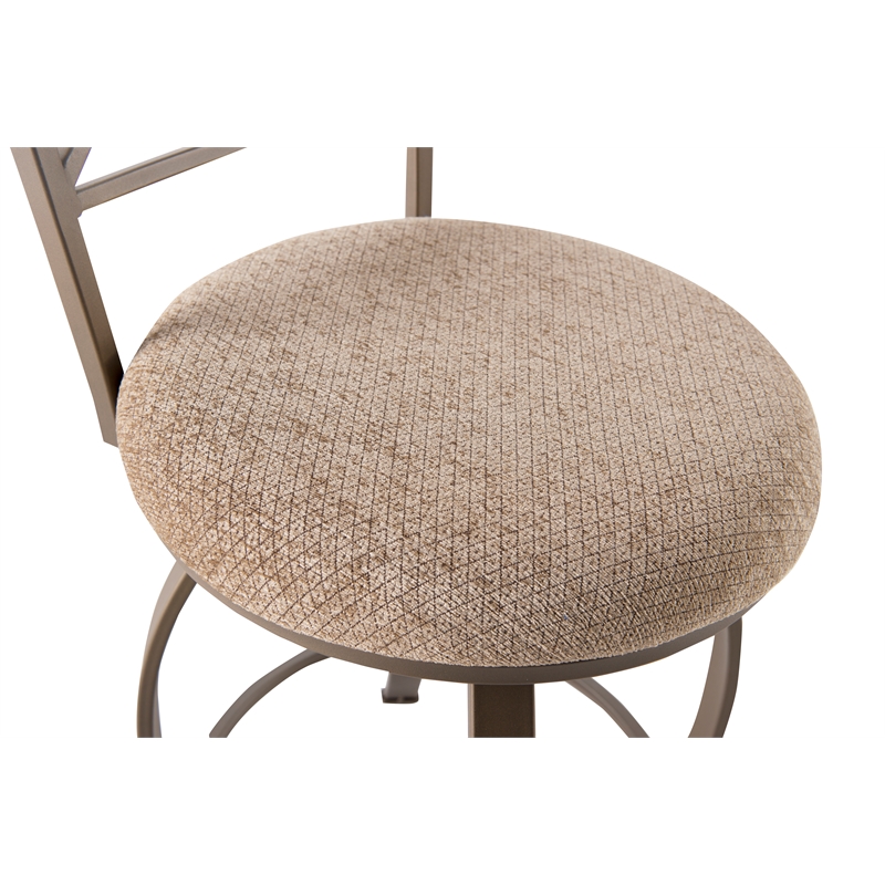 Linon Hamilton Metal Swivel Counter Stool Padded Beige Seat in Matte Pewter