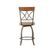 Linon Hamilton Metal Swivel Counter Stool Padded Beige Seat in Matte Pewter