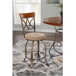Linon Hamilton Metal Swivel Counter Stool Padded Beige Seat in Matte Pewter